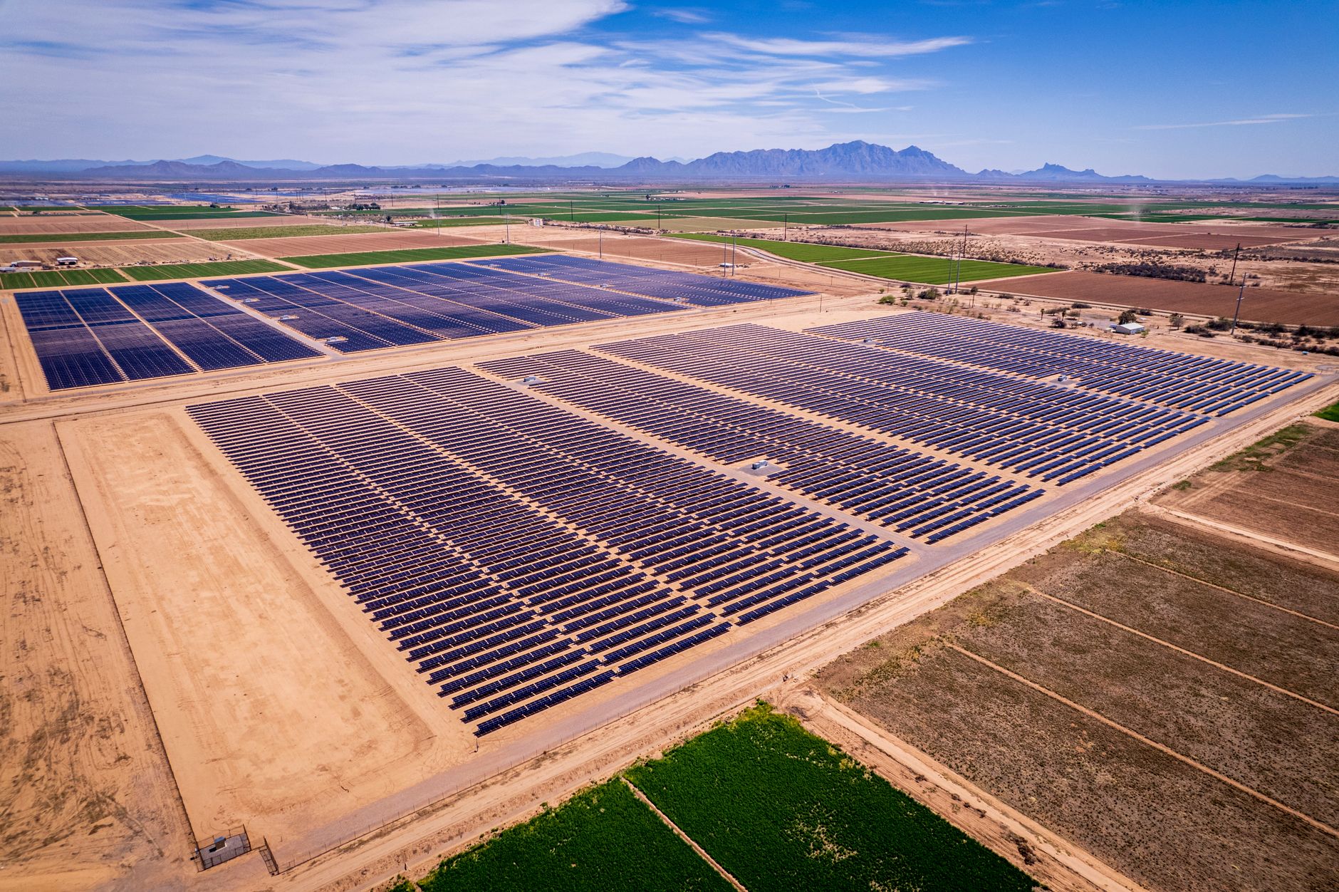 Solar farm setup in arid plains